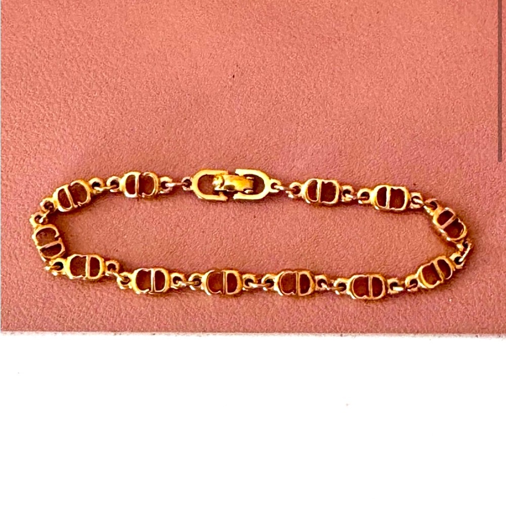 Vintage Dior CD Logo Gold Bracelet - Picture 5 of 8